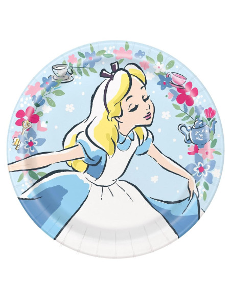 Platos de Papel Redondos Disney Alicia 23 cm - Paquete de 8