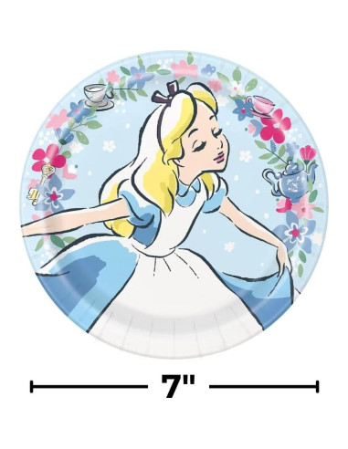 Platos de Papel Redondos Disney Alicia 23 cm - Paquete de 8