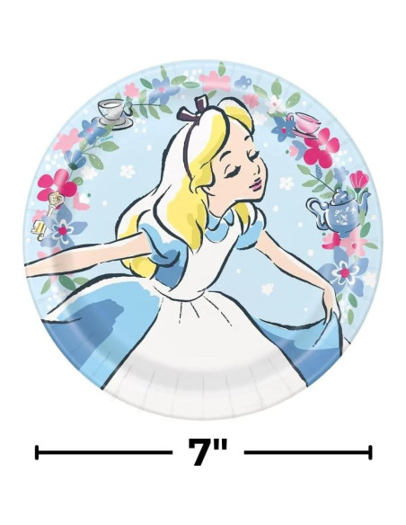 Platos de Papel Redondos Disney Alicia 23 cm - Paquete de 8