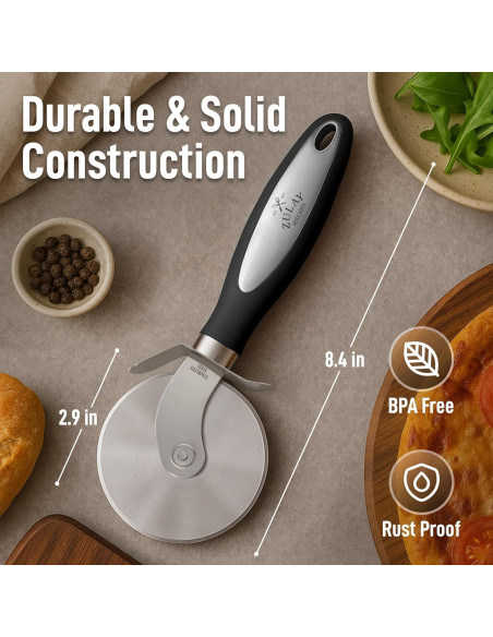 Cortador de Pizza Zulay Kitchen Acero Inoxidable 7.6 cm Negro