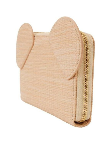 Billetera Loungefly Disney Mickey con cremallera de paja