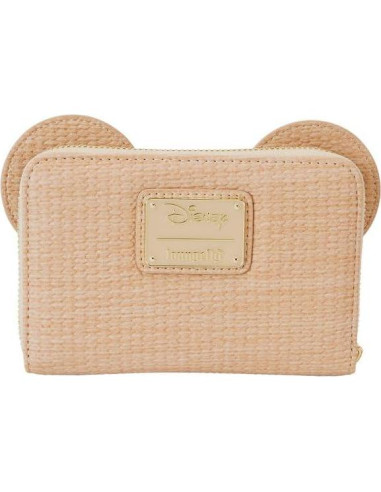 Billetera Loungefly Disney Mickey con cremallera de paja