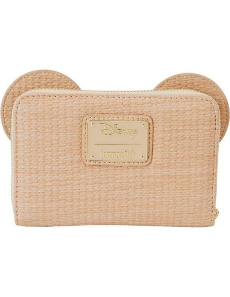 Billetera Loungefly Disney Mickey con cremallera de paja