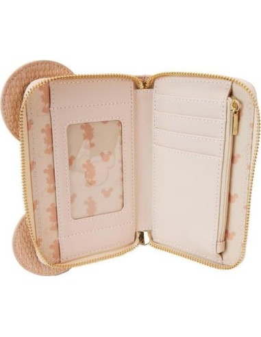 Billetera Loungefly Disney Mickey con cremallera de paja