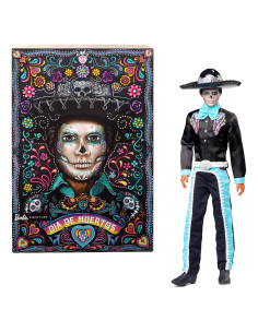 Muñeca Ken Barbie Día de Muertos 2024 Traje Negro Azul