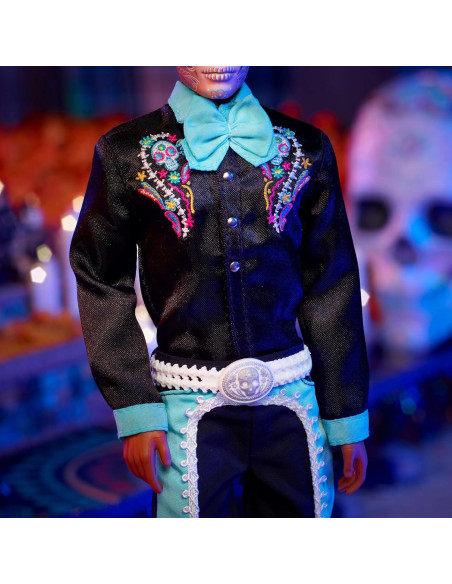 Muñeca Ken Barbie Día de Muertos 2024 Traje Negro Azul