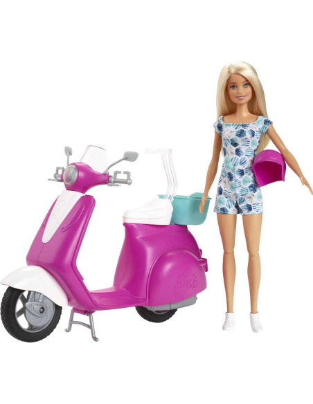 Muñeca Barbie con Scooter Rosa Mattel 9.5x29.2 cm