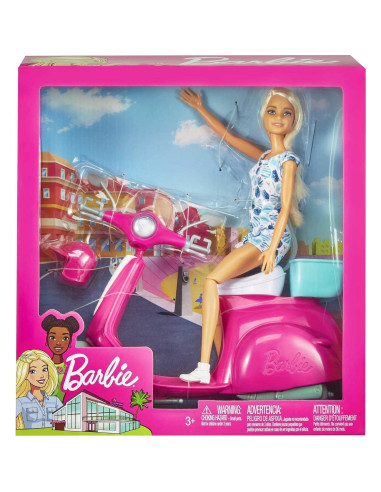 Muñeca Barbie con Scooter Rosa Mattel 9.5x29.2 cm