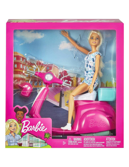 Muñeca Barbie con Scooter Rosa Mattel 9.5x29.2 cm