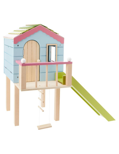 Casa de Árbol de Madera Lottie con Escalera y Tobogán