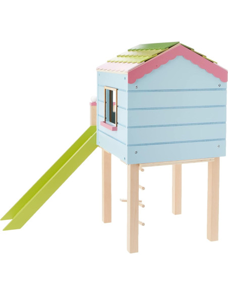 Casa de Árbol de Madera Lottie con Escalera y Tobogán