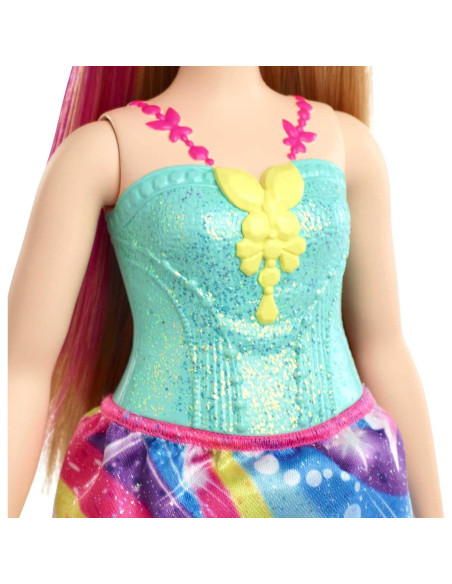 Muñeca Princesa Barbie Dreamtopia 30 cm Rubia con Mechas Rosadas