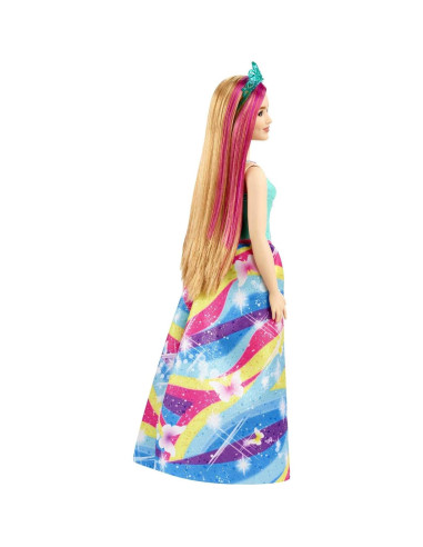 Muñeca Princesa Barbie Dreamtopia 30 cm Rubia con Mechas Rosadas