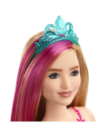 Muñeca Princesa Barbie Dreamtopia 30 cm Rubia con Mechas Rosadas