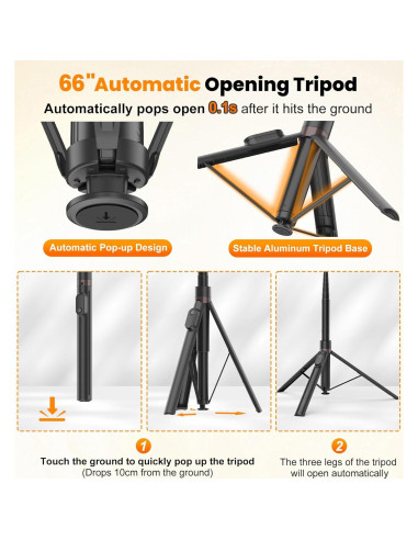 Trípode Automático TONEOF 168cm con Luz Selfie LED 60