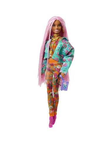 Muñeca Barbie Extra con trenzas rosas y accesorios - Mattel