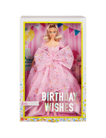 Muñeca Barbie Deseos de Cumpleaños 29.2cm Rubia con Gown Rosa