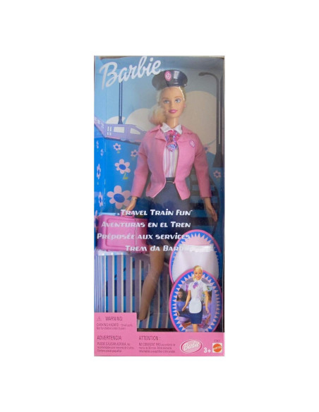 Muñeca Barbie Tren de Viaje Divertido con Bolsa y Delantal