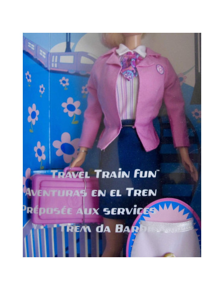 Muñeca Barbie Tren de Viaje Divertido con Bolsa y Delantal