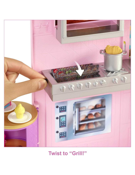 Juego de Restaurante Barbie Cook 'n Grill con 30 Piezas