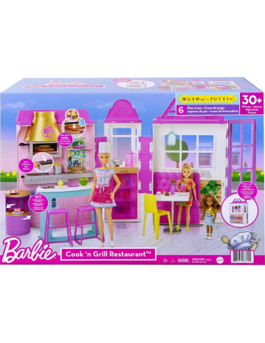Juego de Restaurante Barbie Cook 'n Grill con 30 Piezas