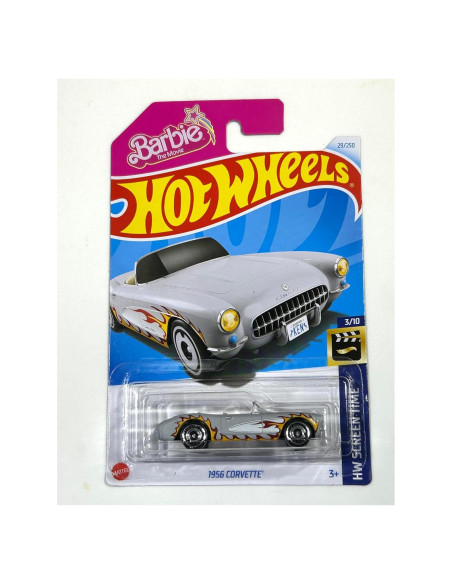 Hot Wheels Corvette 1956 Barbie Gris con Llamas 12.7cm