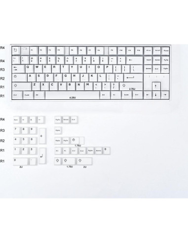 Juego de Teclas Blancas Doubleshot Mintcaps para Teclado Mecánico