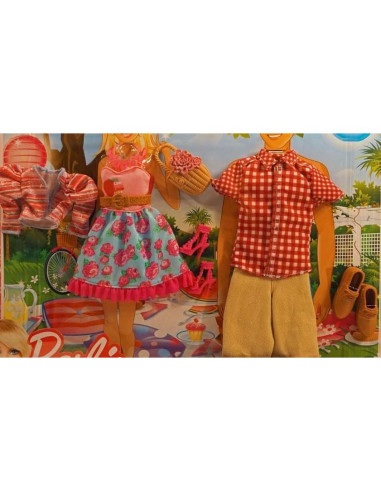 Set de Ropa de Moda Barbie y Ken Picnic X7864 - 3 años+