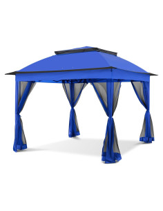 Carpa Gazebo Instantáneo COOS BAY 11.2 m Azul con Mosquitera