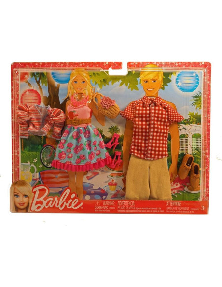 Set de Ropa de Moda Barbie y Ken Picnic X7864 - 3 años+