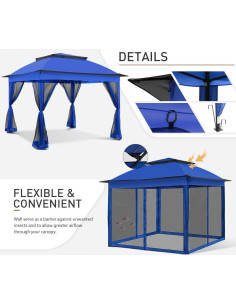 Carpa Gazebo Instantáneo COOS BAY 11.2 m Azul con Mosquitera 2