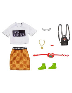 Paquete de Ropa de Moda Barbie Super Mario con 6 Accesorios