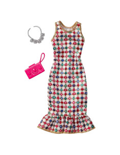 Vestido de joyas multicolores Barbie - Incluye bolso y accesorio