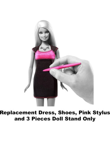 Piezas de Repuesto Barbie Y8178 - Vestido, Zapatos y Estilógrafo