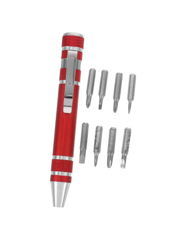 Juego de Destornilladores 8 en 1 VALICLUD Aluminio Rojo