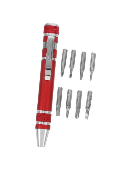 Juego de Destornilladores 8 en 1 VALICLUD Aluminio Rojo