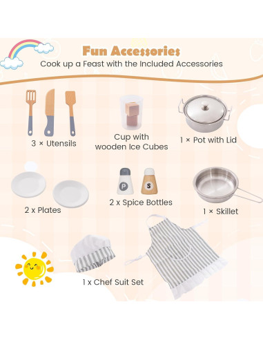 Juego de Cocina en Esquina Costzon Madera con Sonidos 41.9x29.2cm