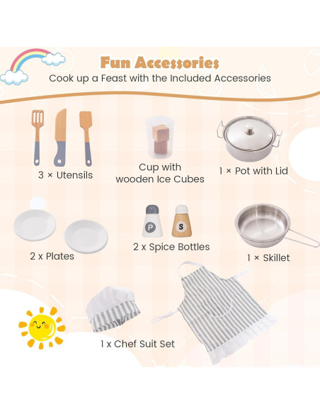 Juego de Cocina en Esquina Costzon Madera con Sonidos 41.9x29.2cm