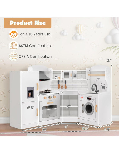 Juego de Cocina en Esquina Costzon Madera con Sonidos 41.9x29.2cm