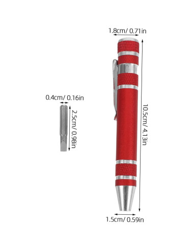 Juego de Destornilladores 8 en 1 VALICLUD Aluminio Rojo