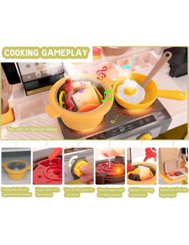 Juego de Cocina Interactivo POFJOEQ 88 Piezas Amarillo