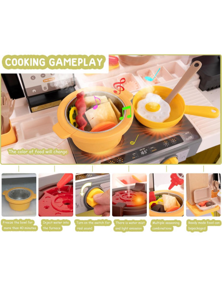 Juego de Cocina Interactivo POFJOEQ 88 Piezas Amarillo