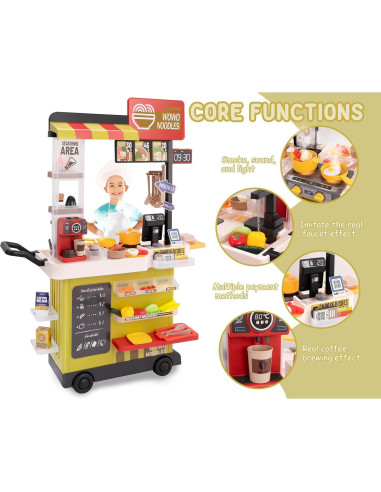 Juego de Cocina Interactivo POFJOEQ 88 Piezas Amarillo