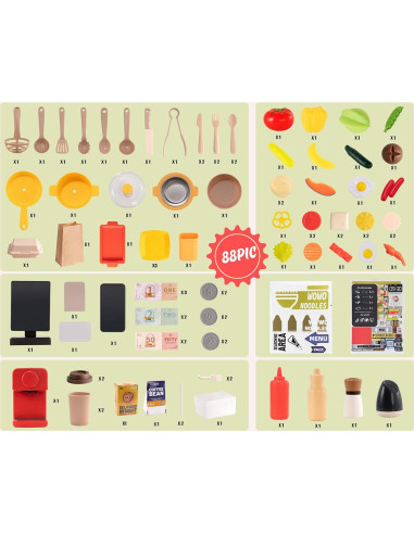 Juego de Cocina Interactivo POFJOEQ 88 Piezas Amarillo