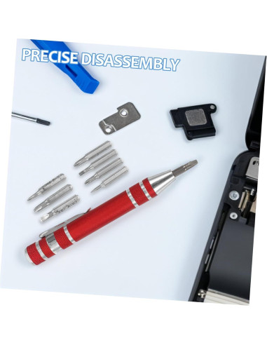 Juego de Destornilladores 8 en 1 VALICLUD Aluminio Rojo