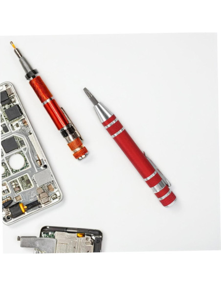 Juego de Destornilladores 8 en 1 VALICLUD Aluminio Rojo