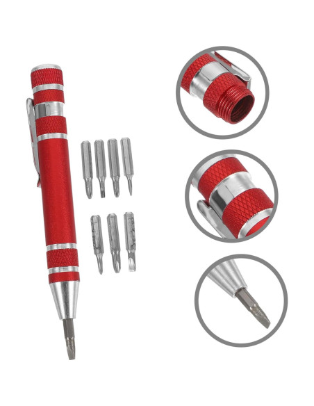 Juego de Destornilladores 8 en 1 VALICLUD Aluminio Rojo