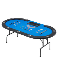 Mesa de Póker ECOTOUGE Ovalada 119x119 cm Azul con Soporte