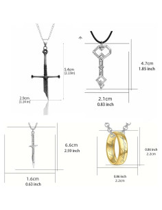 Conjunto de Joyería Gótica 4 Piezas El Señor de los Anillos 2
