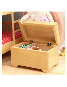 Casa de Muñecas Miniatura Armario Cofre del Tesoro Madera